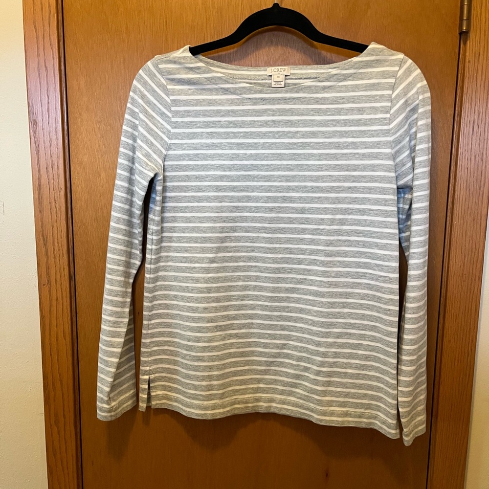 J.Crew Gray Striped Long Sleeve Top Size XS
